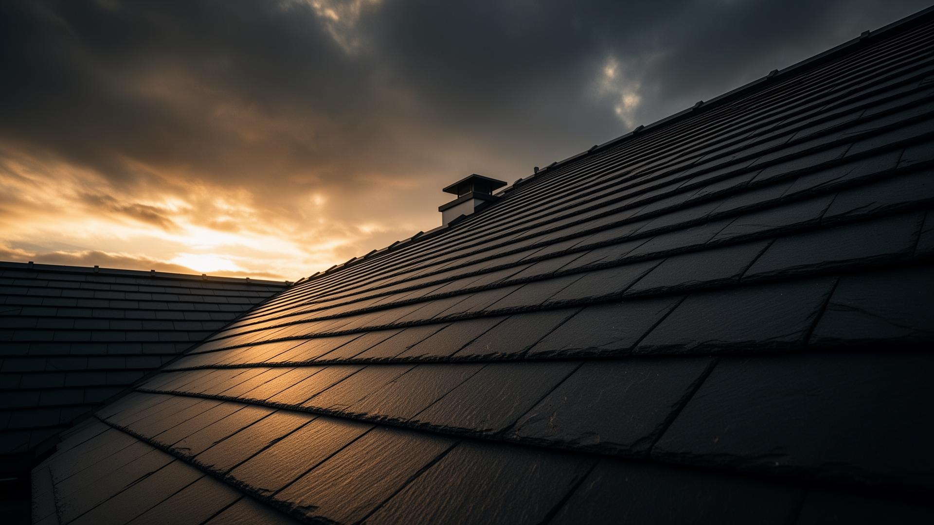 Premium slate roof at golden hour in Essex